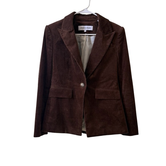 VERONICA BEARD Reagan Corduroy Dickey Jacket Dark Cocoa Brown Sz 0 - Picture 4 of 10